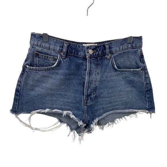Reformation Jeans Button Fly High Waist Cut-off Shorts Women 28 Blue Sydney Wash - Picture 1 of 8